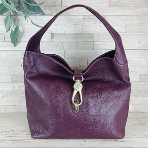 Dooney & Bourke PLUM Belvedere Logo Lock Bag EUC